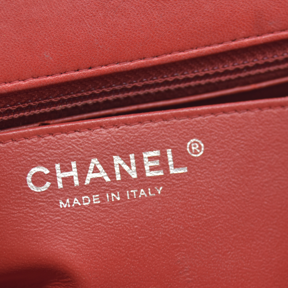 $5200 Chanel Classic Mini Square Flap Bag Red