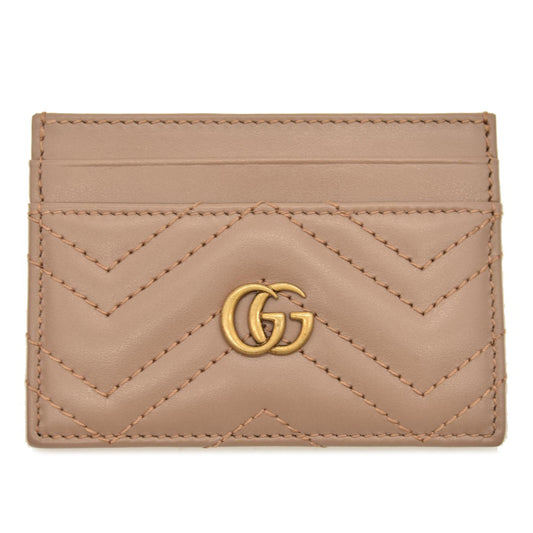 GUCCI Calfskin Matelasse GG Marmont Card Holder Porcelain Rose