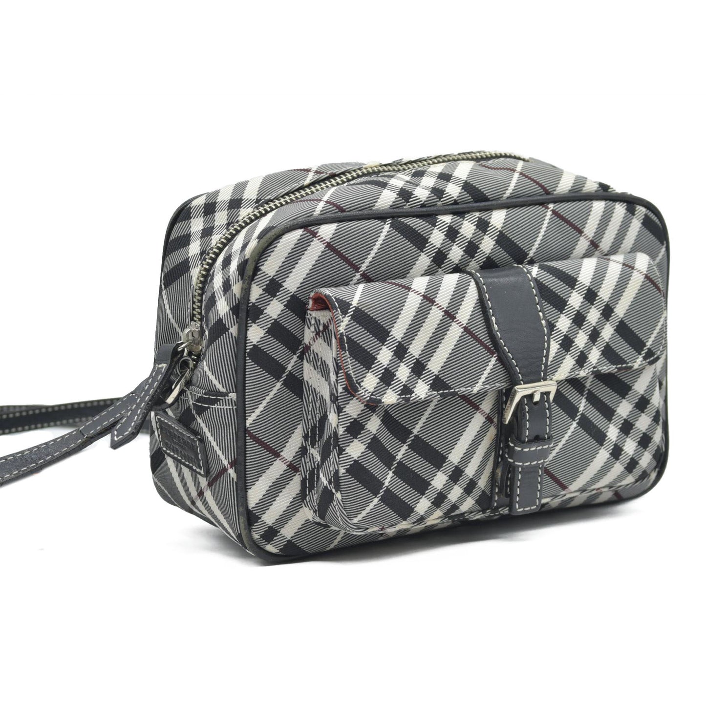 $1095 BURBERRY Nova Check Blue Label Shoulder Bag Nylon Blue CONSIGNMENT