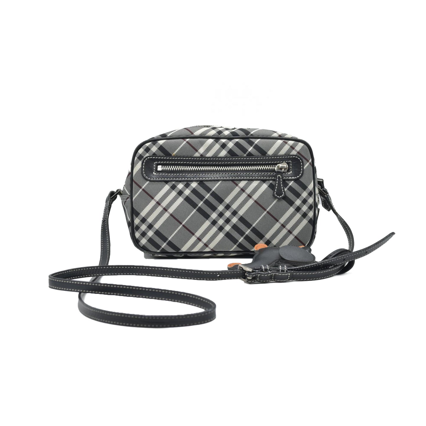 $1095 BURBERRY Nova Check Blue Label Shoulder Bag Nylon Blue CONSIGNMENT