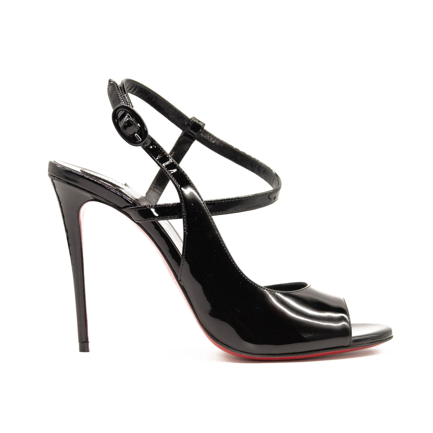 NEW $895 CHRISTIAN LOUBOUTIN Black Patent Leather So Jenlove D'orsay Sandals Size 37.5