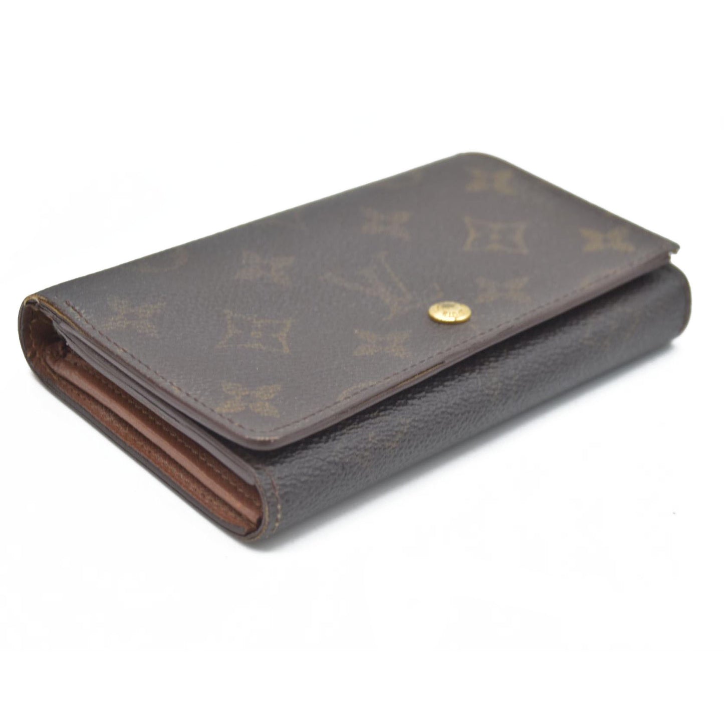 $560 Louis Vuitton Monogram Porte Monnaie Billets Tresor Bifold Wallet RA1906