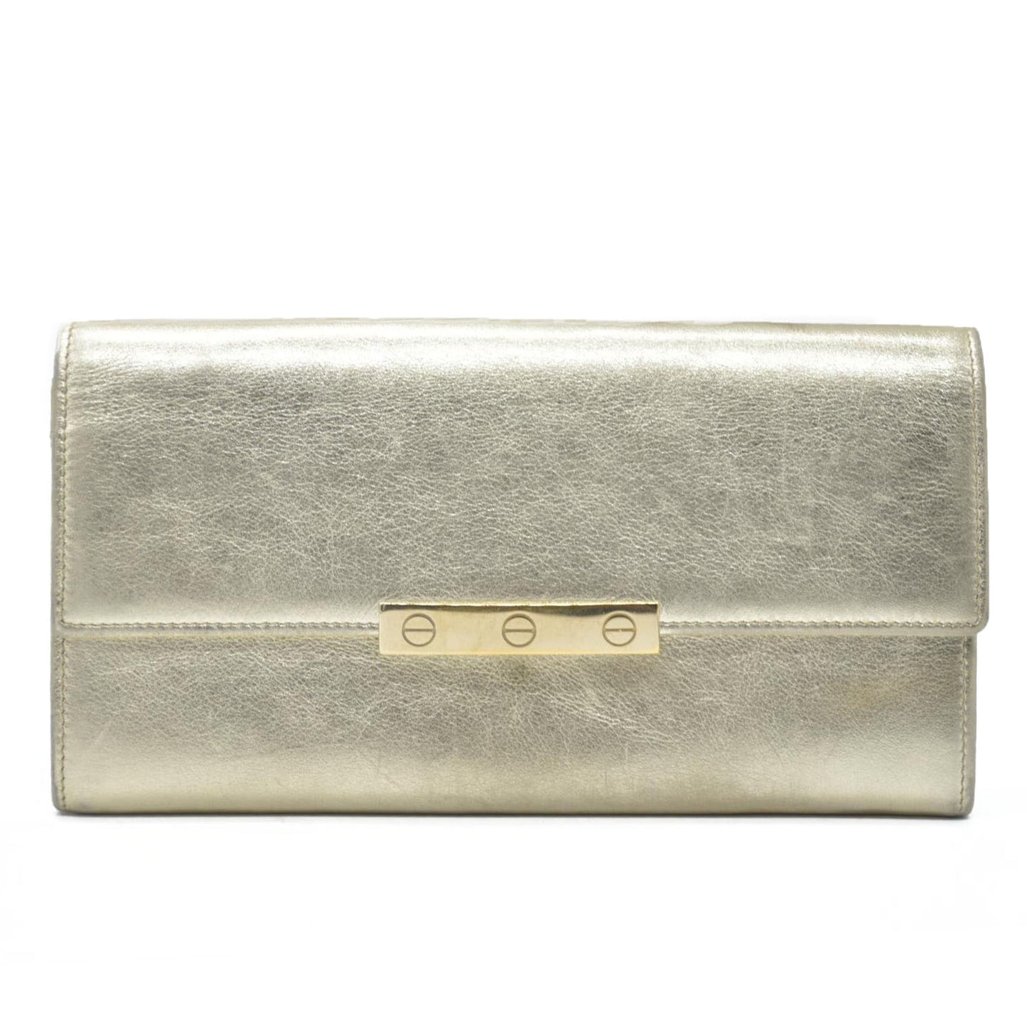 Must de Cartier $750 Love Collection Leather Bifold Long Wallet Gold/7BH0231