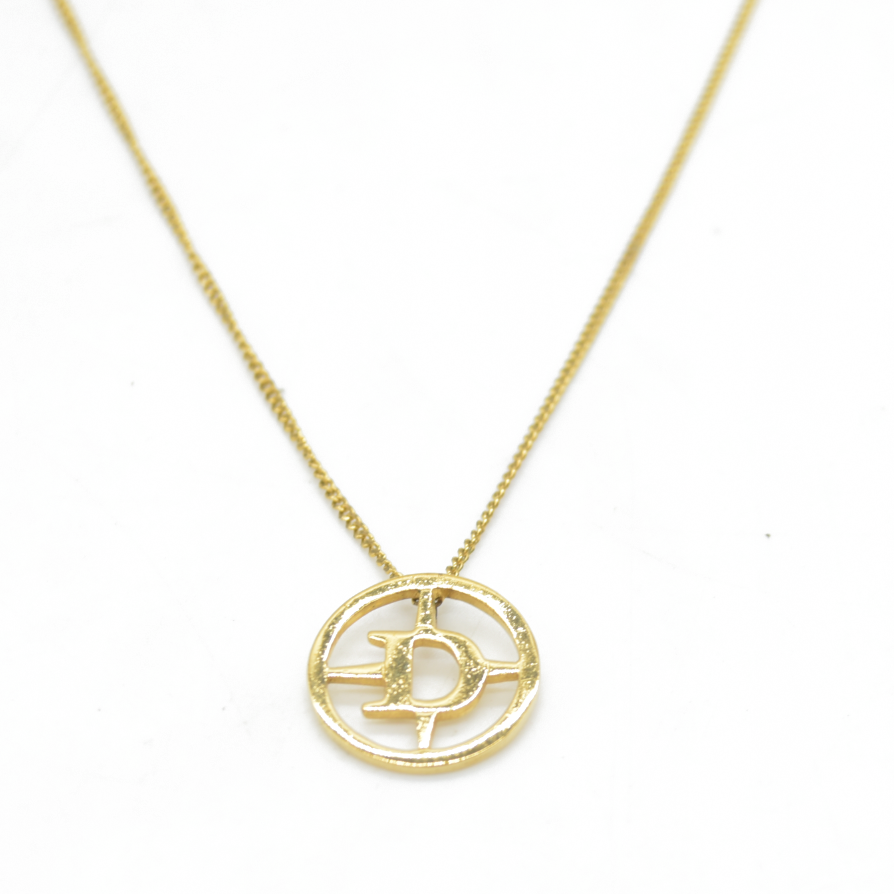 $500 Dior Circle Dior CD Hollow Pendant Gold Plated Necklace