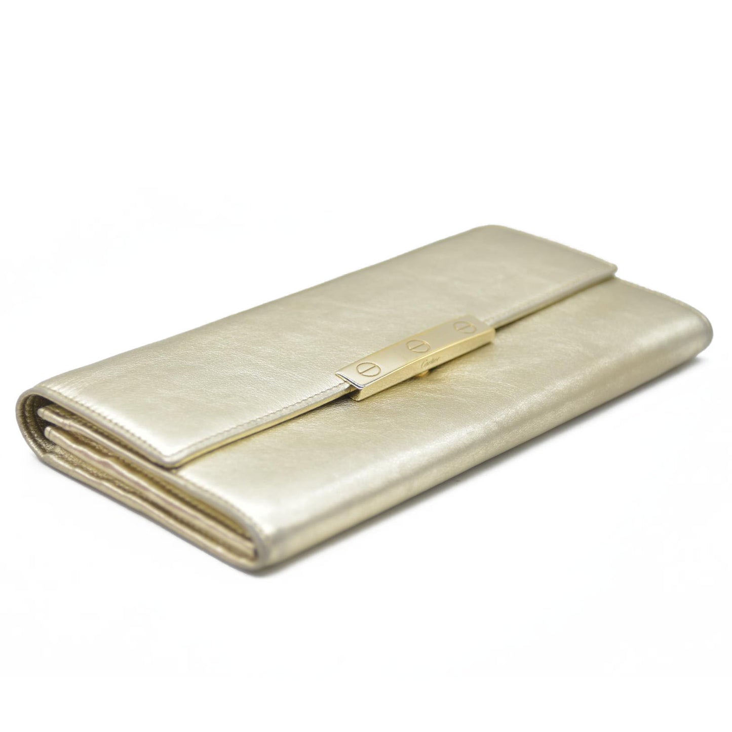 Must de Cartier $750 Love Collection Leather Bifold Long Wallet Gold/7BH0231