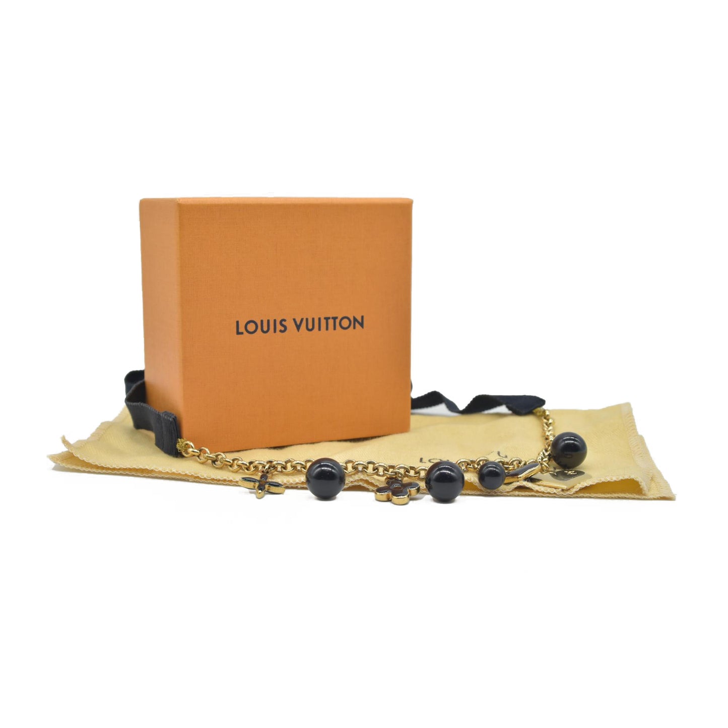 Louis Vuitton Golden Metal and Navy Pendant Necklace CONSIGNMENT
