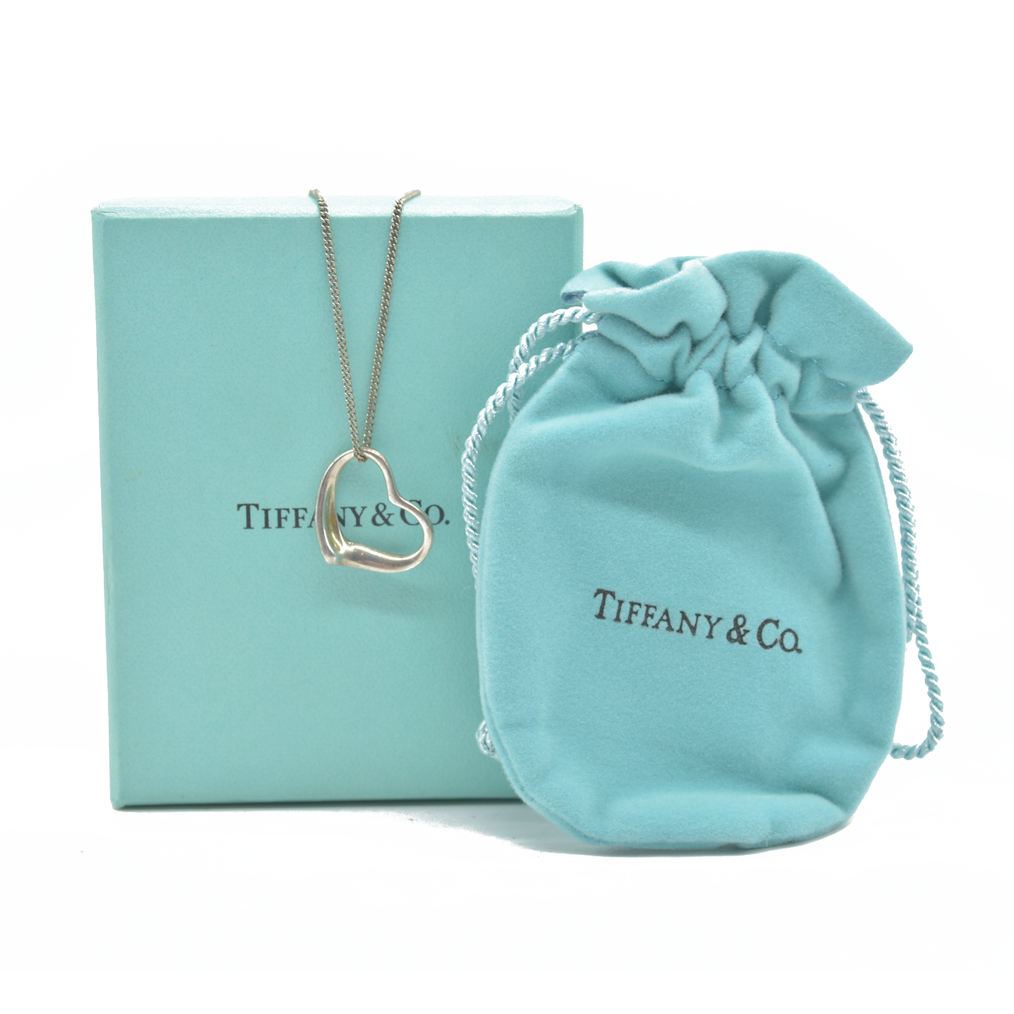 $625 Tiffany & Co. Elsa Peretti 22 mm Open Heart Pendant Sterling Silver Medium