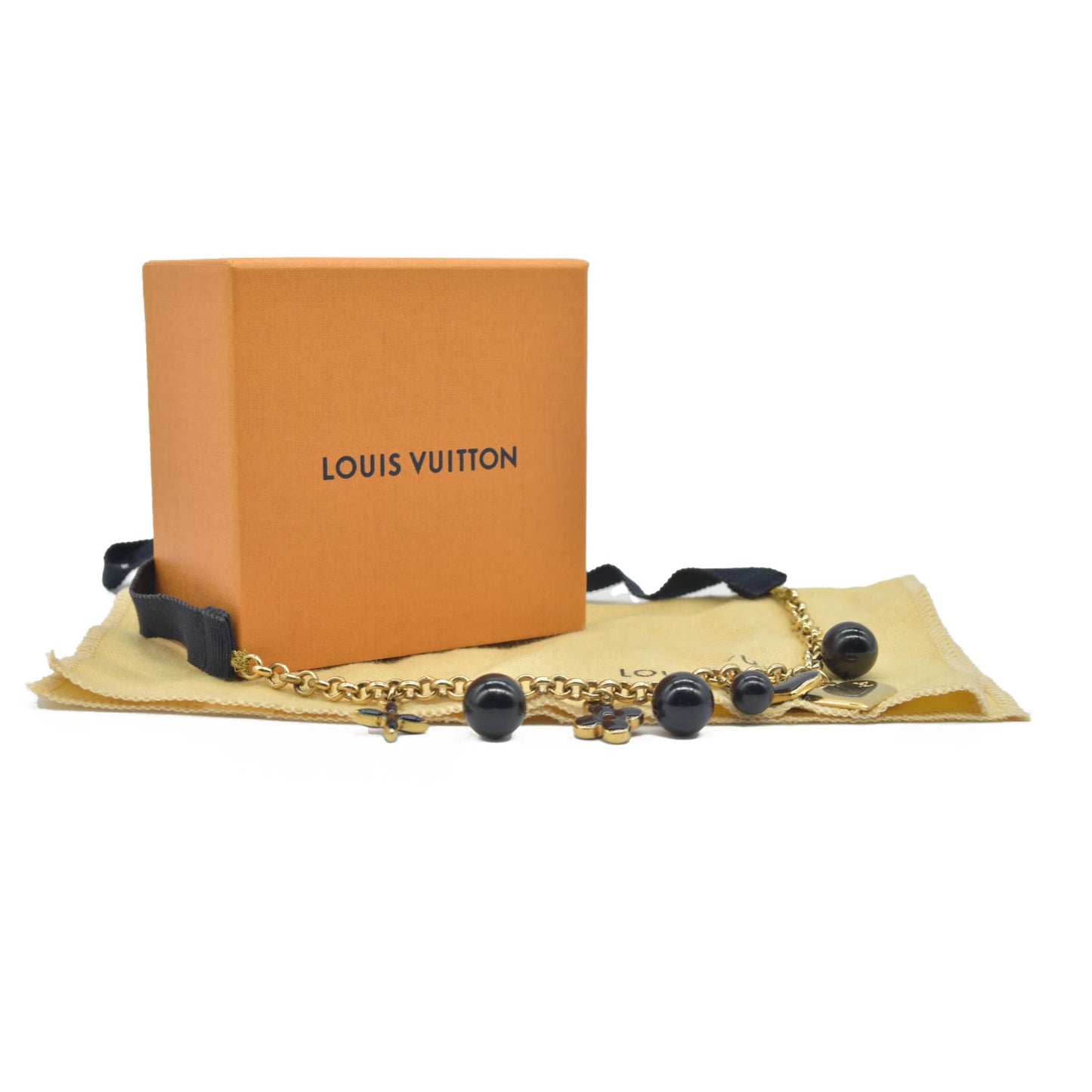 Louis Vuitton Golden Metal and Navy Pendant Necklace CONSIGNMENT