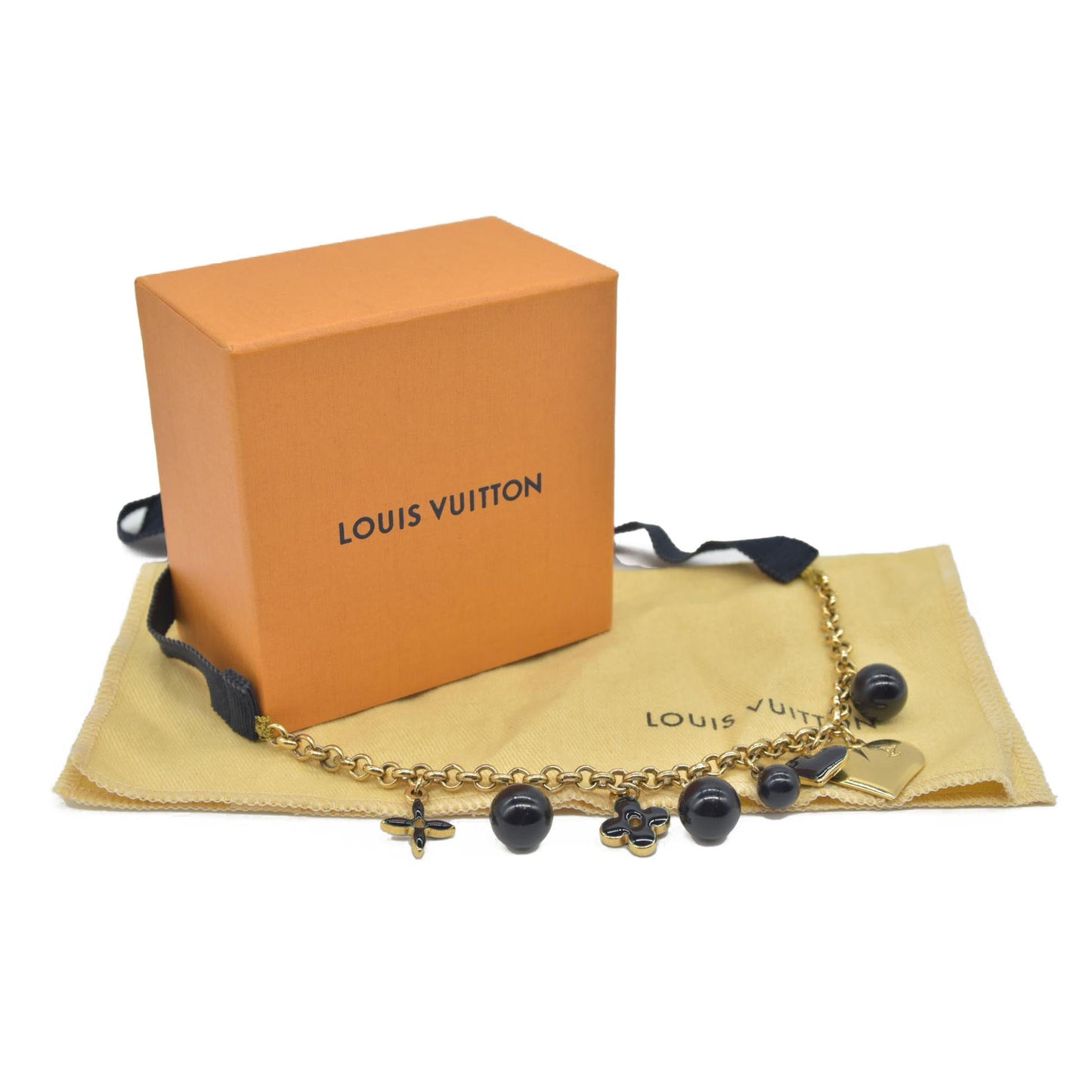 Louis Vuitton Golden Metal and Navy Pendant Necklace CONSIGNMENT