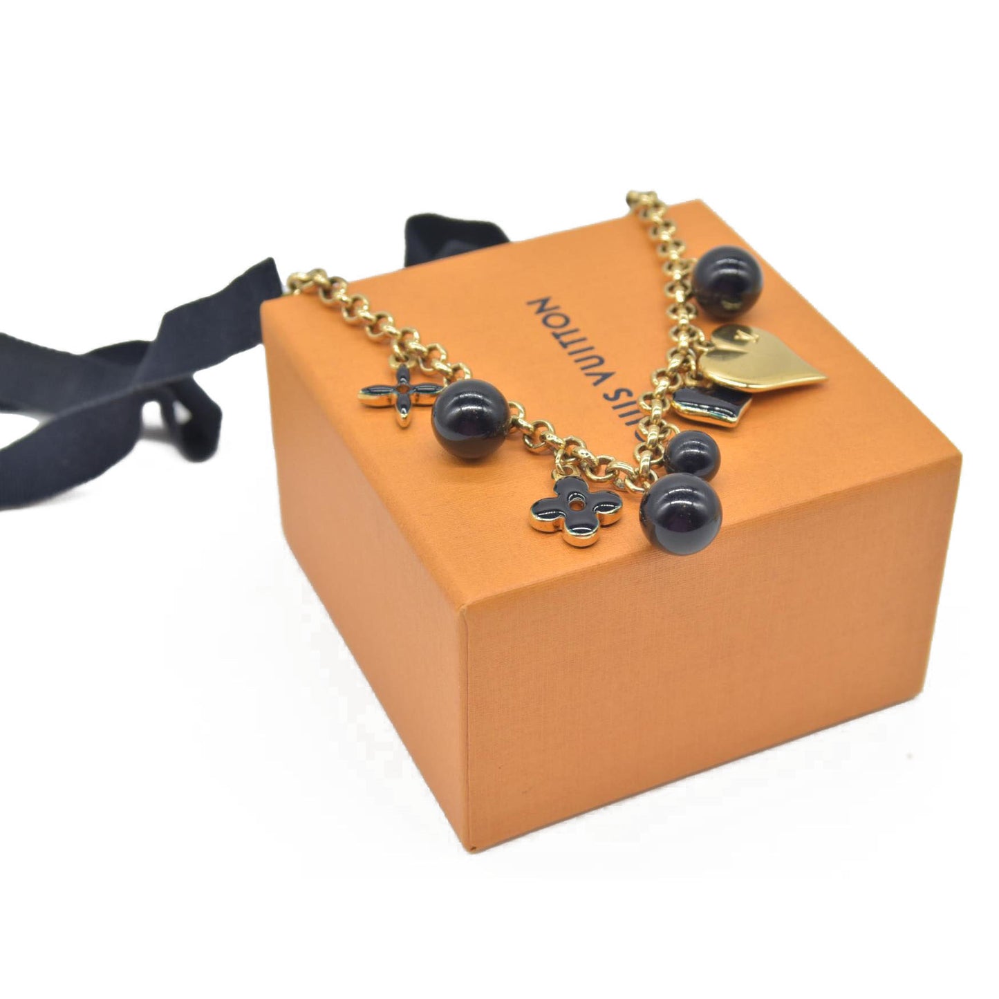 Louis Vuitton Golden Metal and Navy Pendant Necklace CONSIGNMENT