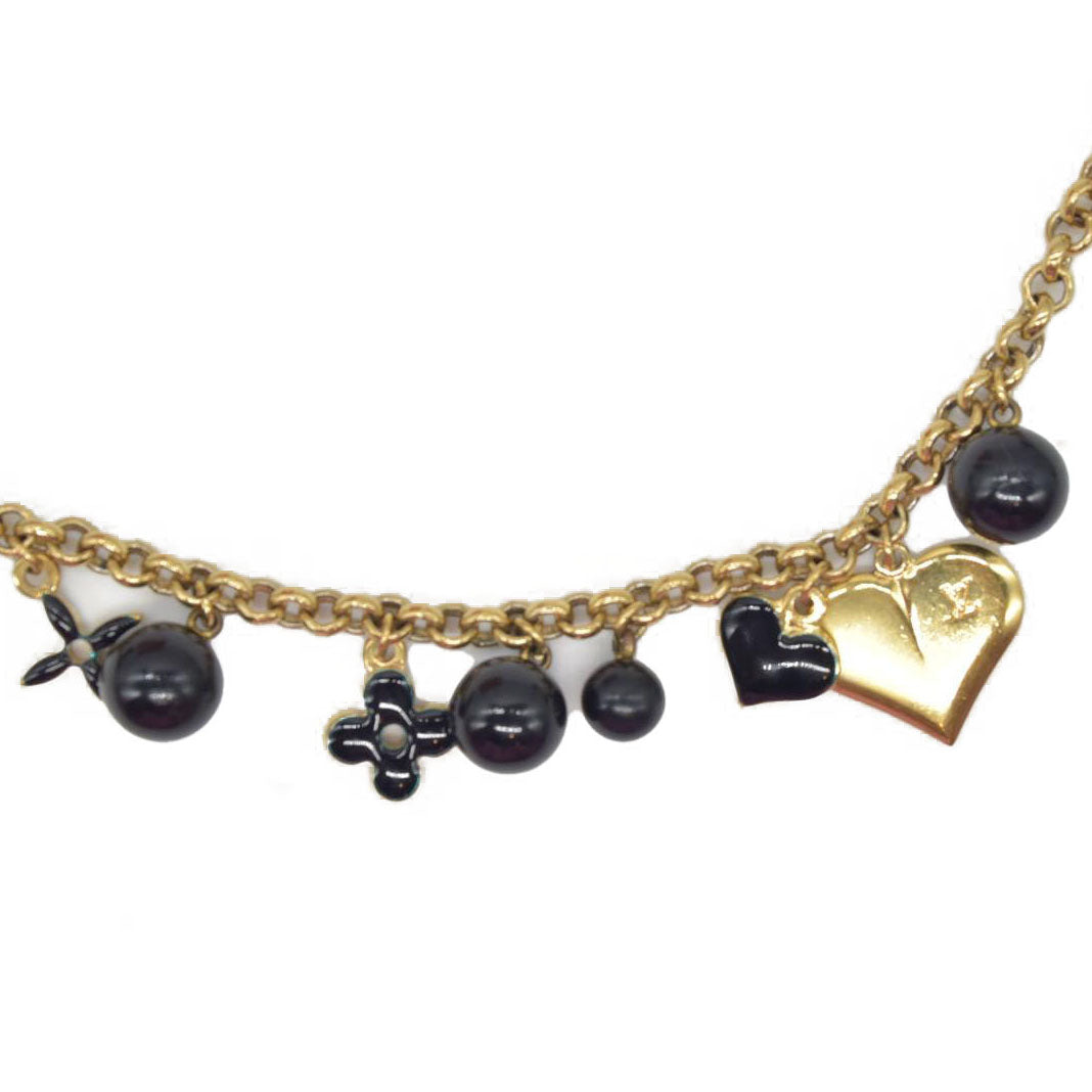 Louis Vuitton Golden Metal and Navy Pendant Necklace CONSIGNMENT