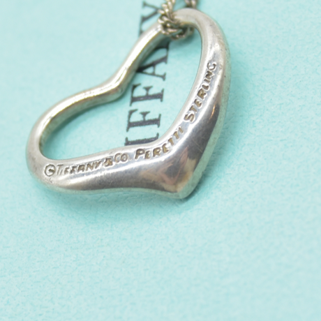 $625 Tiffany & Co. Elsa Peretti 22 mm Open Heart Pendant Sterling Silver Medium