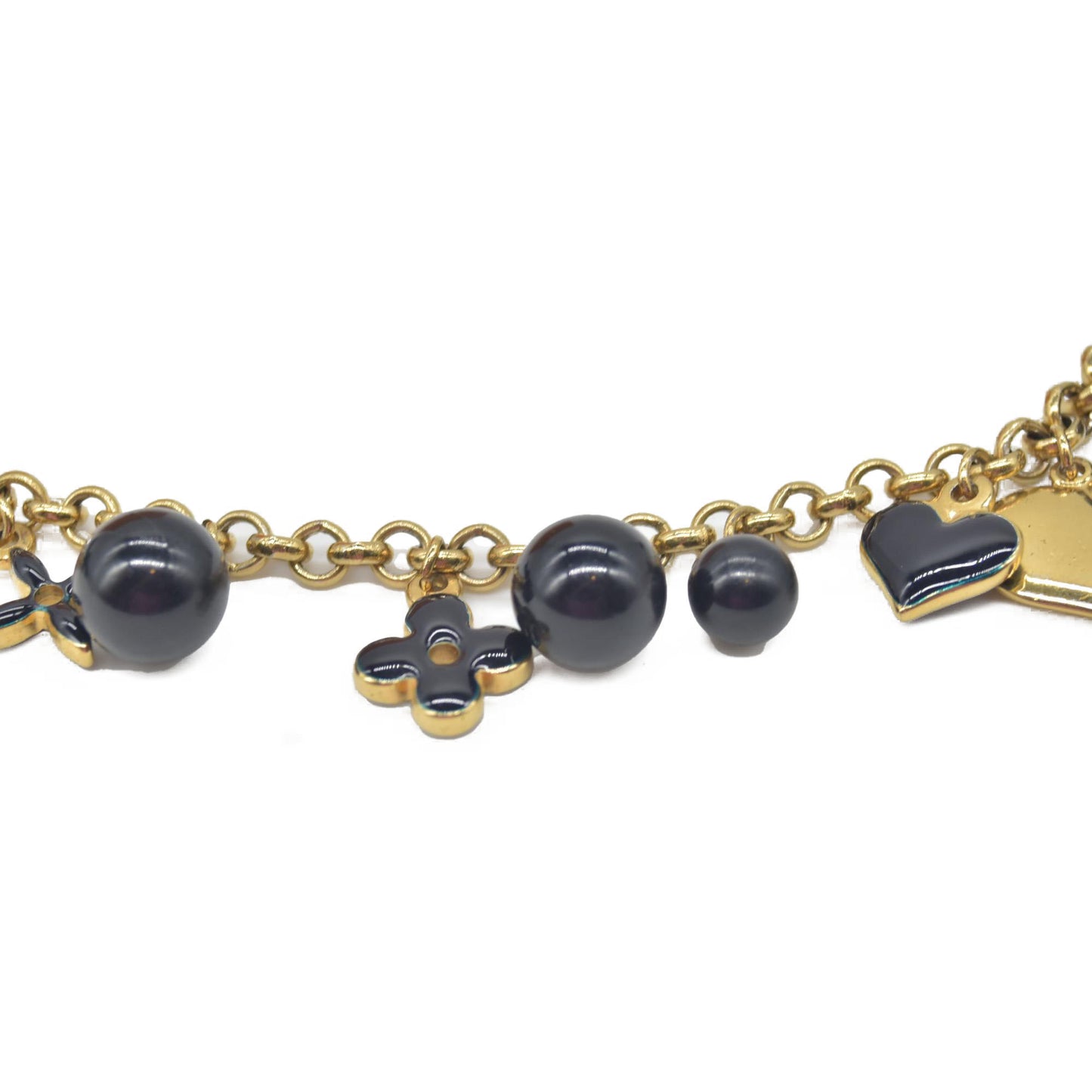 Louis Vuitton Golden Metal and Navy Pendant Necklace CONSIGNMENT