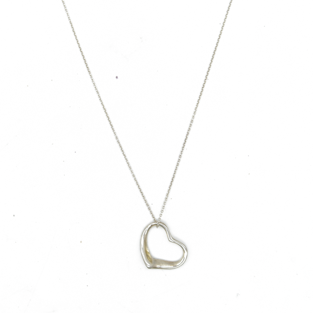 $625 Tiffany & Co. Elsa Peretti 22 mm Open Heart Pendant Sterling Silver Medium