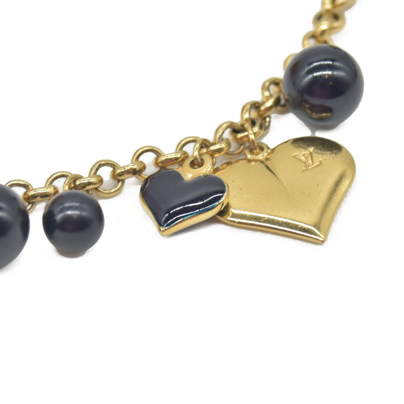 Louis Vuitton Golden Metal and Navy Pendant Necklace CONSIGNMENT