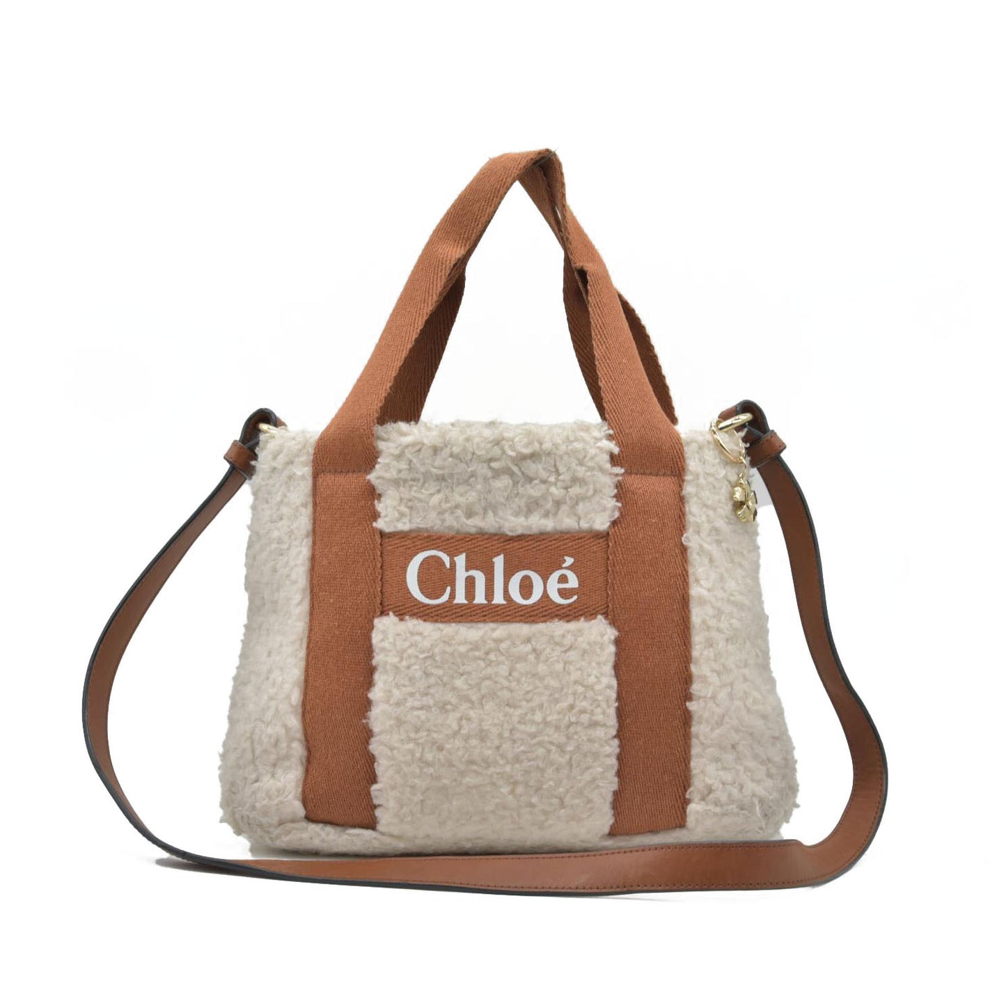 $890 Chloé Small Boa Polyester Leather 2-Way Handbag Mini Tote