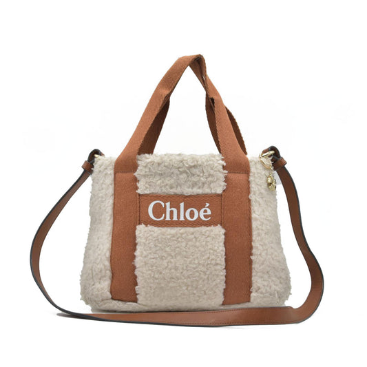 $890 Chloé Small Boa Polyester Leather 2-Way Handbag Mini Tote
