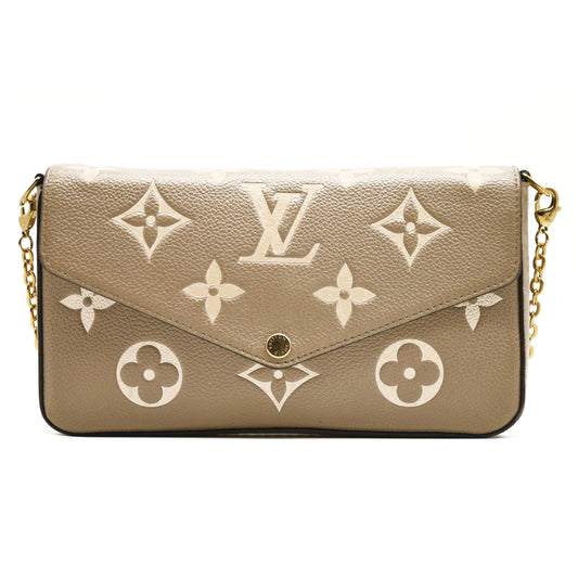 LOUIS VUITTON Empreinte Monogram Giant Felicie Pochette Tourterelle Creme