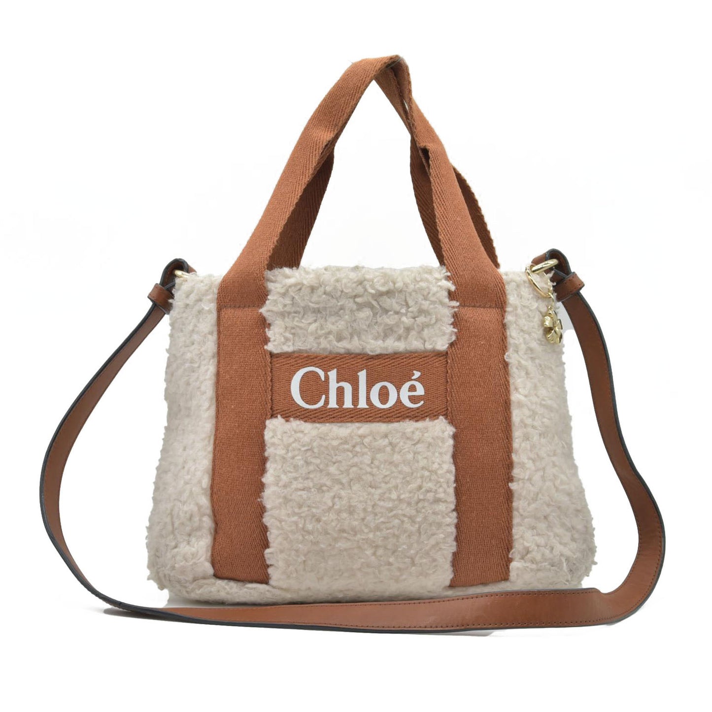 $890 Chloé Small Boa Polyester Leather 2-Way Handbag Mini Tote