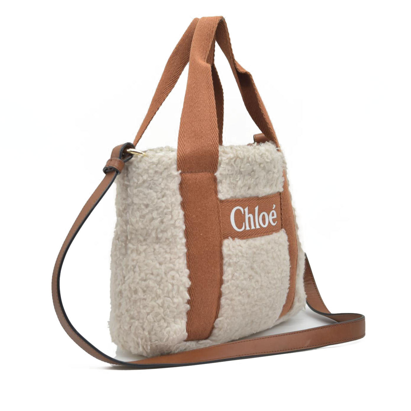 $890 Chloé Small Boa Polyester Leather 2-Way Handbag Mini Tote
