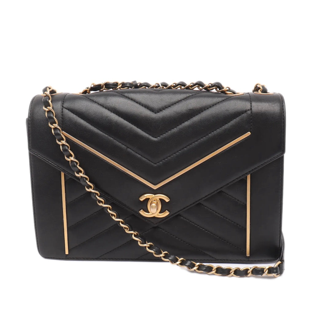 Chanel Reversed Chevron Envelope Single Flap Bag