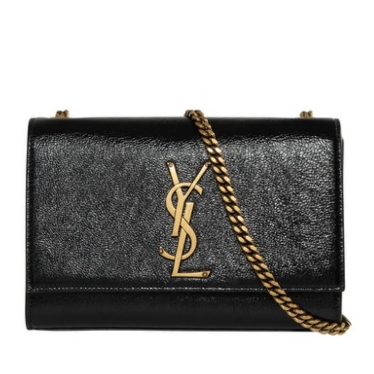 SAINT LAURENT  Grain De Poudre Medium Classic Monogram Kate Satchel Black