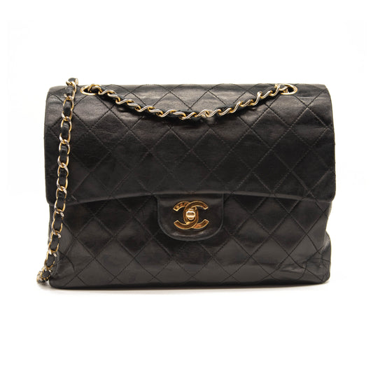 Chanel Lambskin Quilted Medium Double Flap Black Vintage