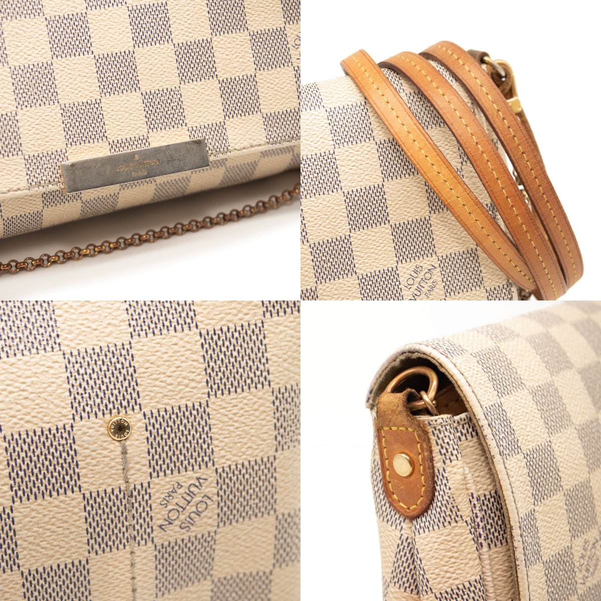 Louis Vuitton Favorite Damier Azur Mm White Canvas Shoulder Bag