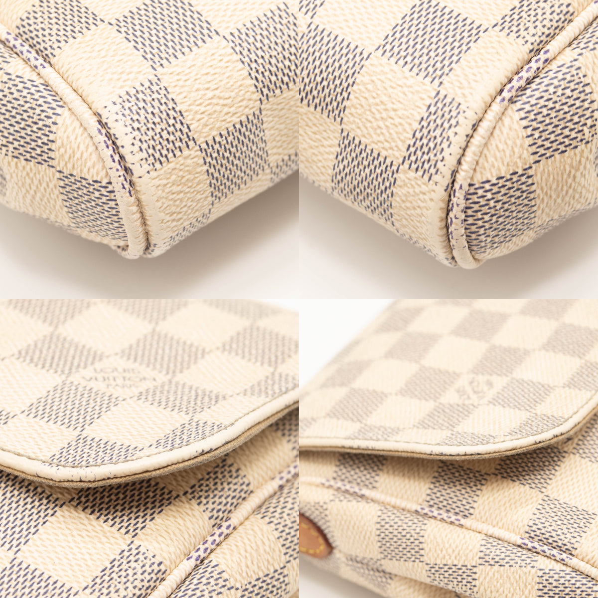 Louis Vuitton Favorite Damier Azur Mm White Canvas Shoulder Bag