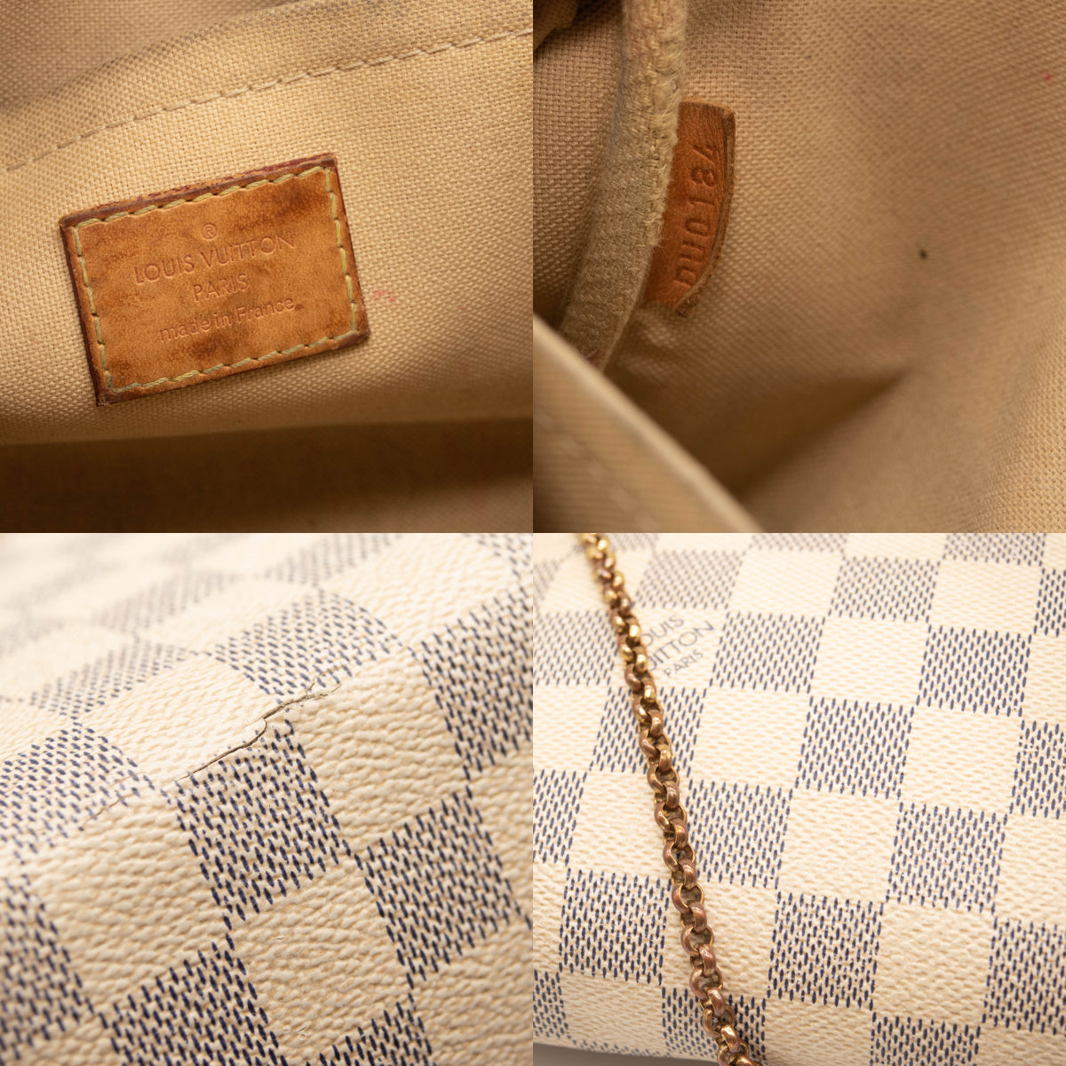 Louis Vuitton Favorite Damier Azur Mm White Canvas Shoulder Bag