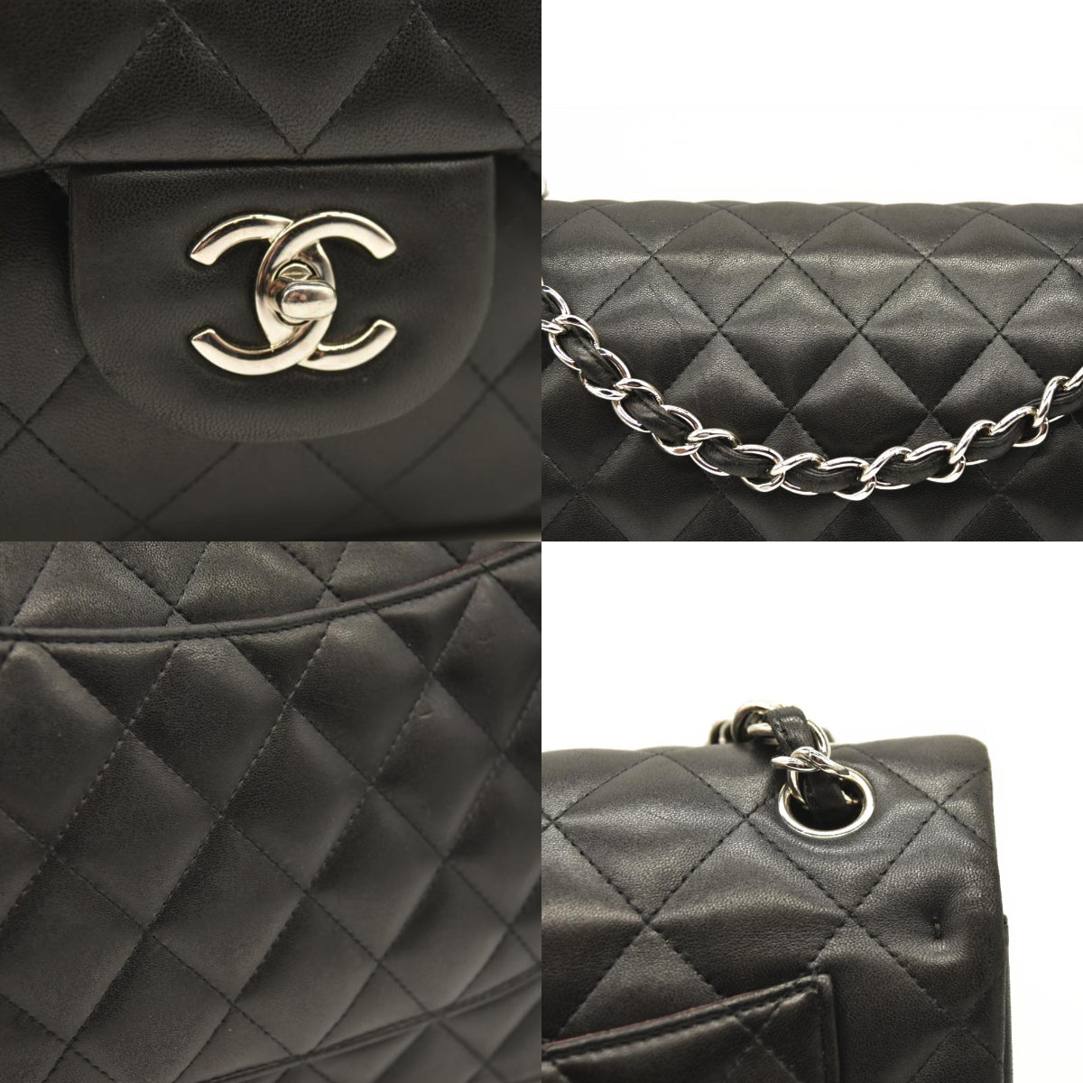 CHANEL Lambskin Quilted Jumbo Double Flap Black