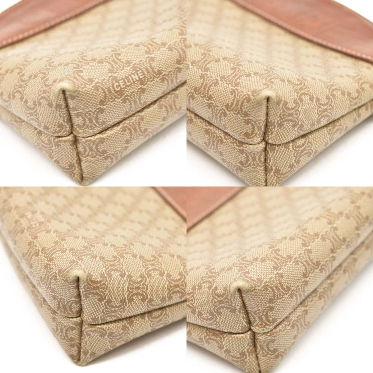 Celine Brown Macadam Clutch Bag Beige