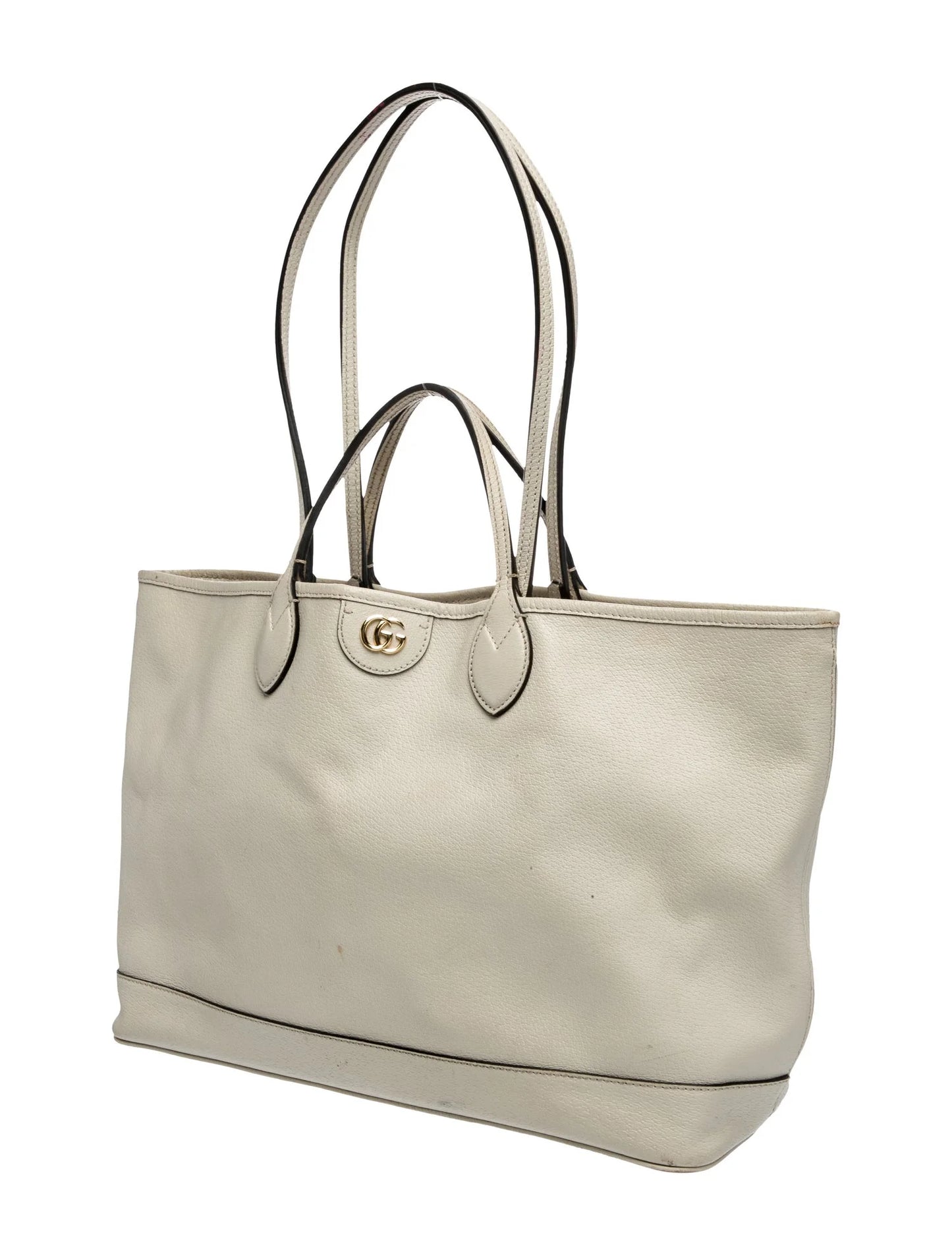 $1650 Gucci Double G Ophidia Medium Cream Leather