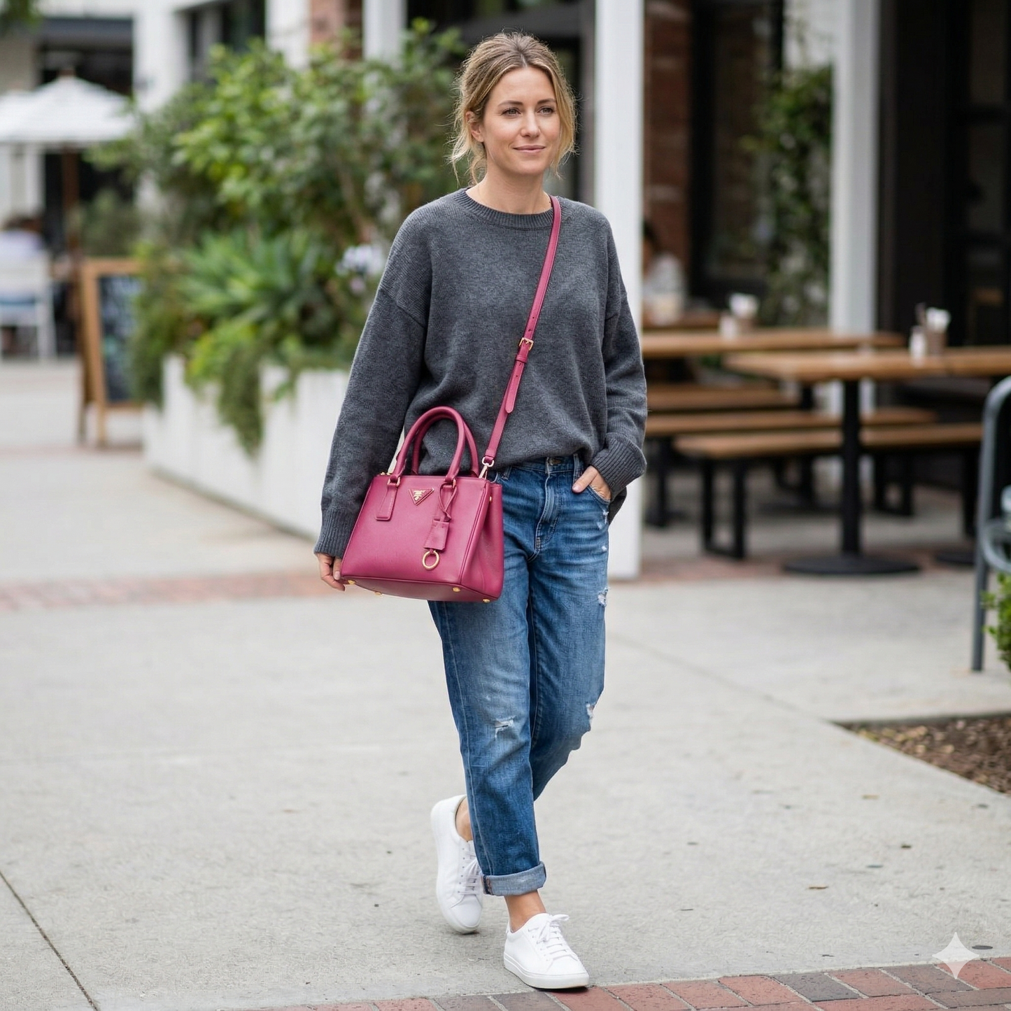 $4700 Prada Saffiano Mini Galleria Double Zip Tote Fuxia