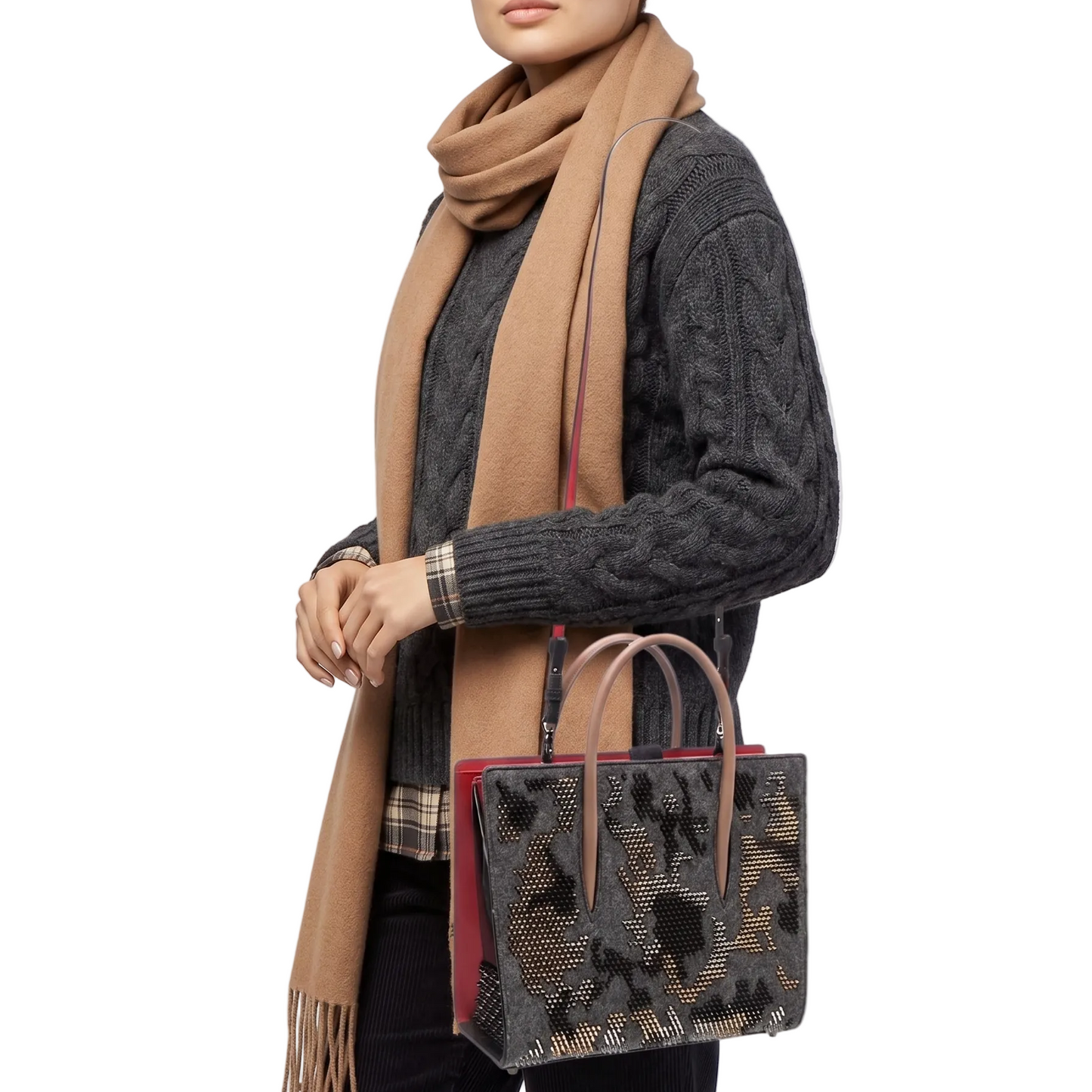 $3000 SPECIAL EDITION Christian Louboutin Felt Paloma Top Handle Bag
