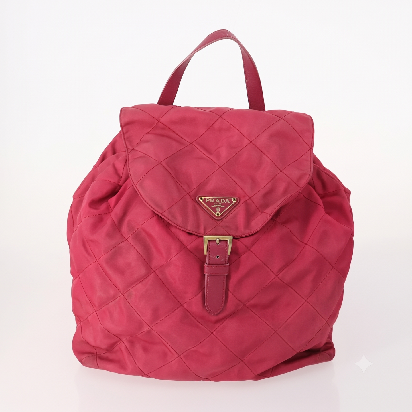 $1990 Prada Nylon Triangle Backpack Pink