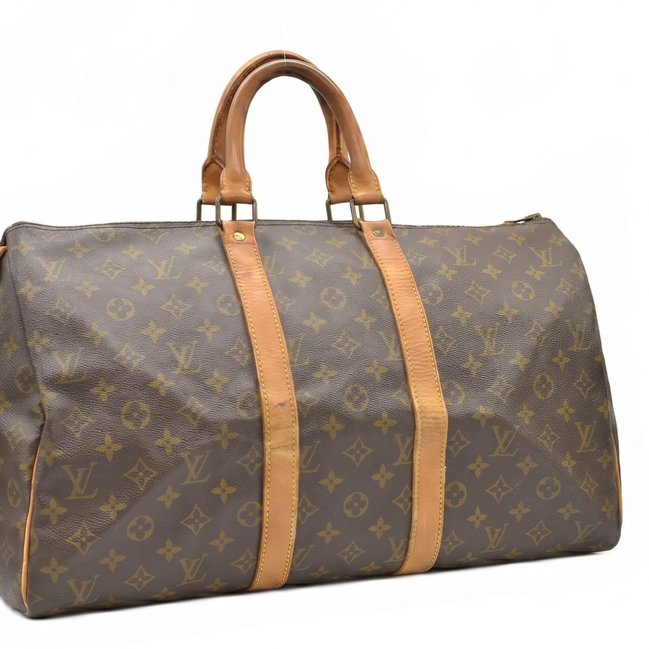 $1420 1988 Louis Vuitton LV Boston Bag Keepall 45 Brown Monogram SA822