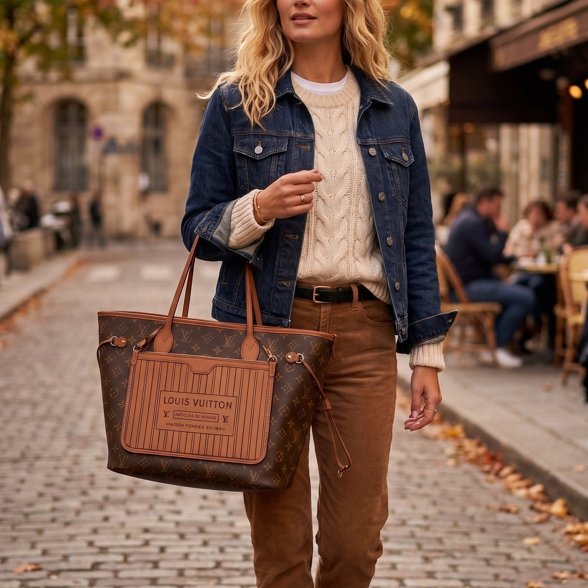 $3200 Louis Vuitton Monogram Inside Out Reversible Neverfull MM Brown RFID 10021157
