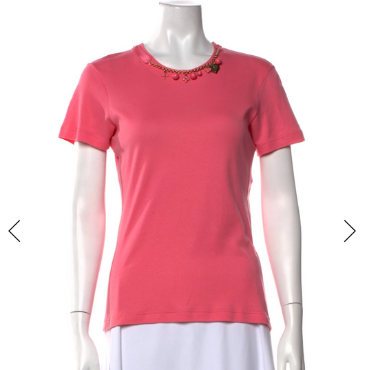 Louis Vuitton Necklace T Shirt Pink Medium