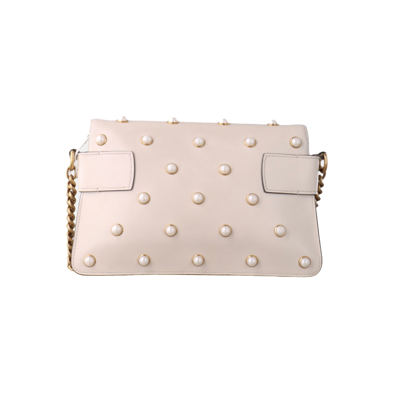 PRE-ORDER  Gucci  Nappa Pearl Studded Mini Queen Margaret Broadway Shoulder Bag Mystic White