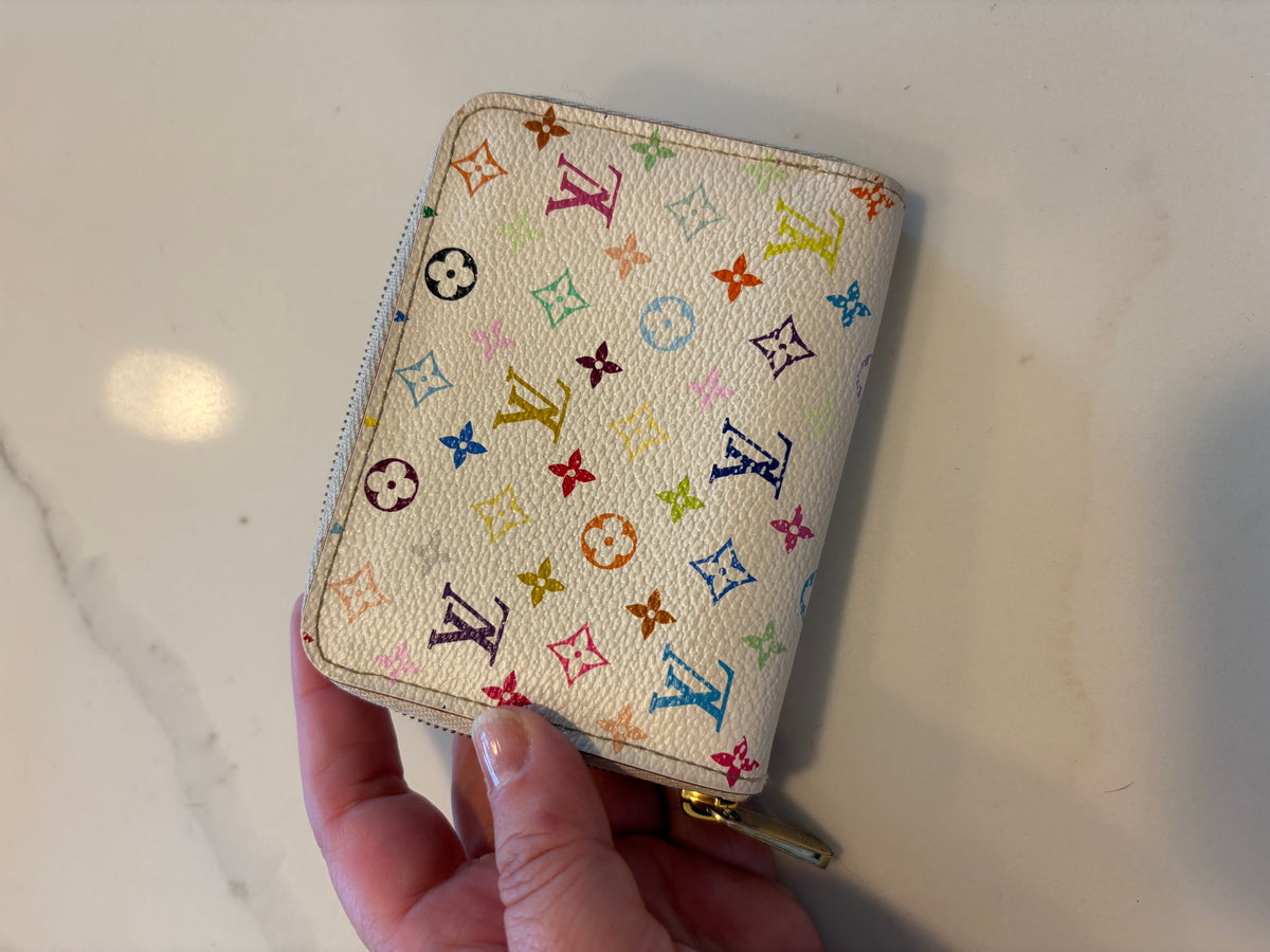$490 LOUIS VUITTON Monogram Multicolore White Zippy Coin Purse CONSIGNMENT 10021514