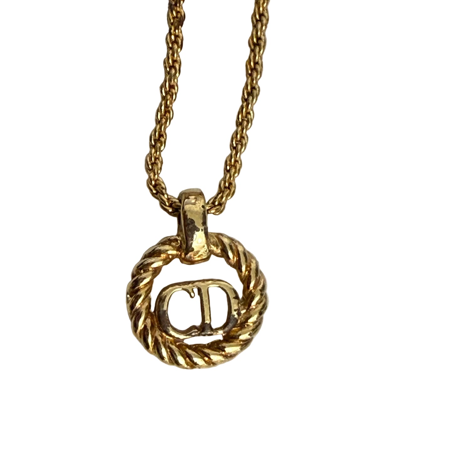$410 Dior Vintage 'CD' Pendant Necklace