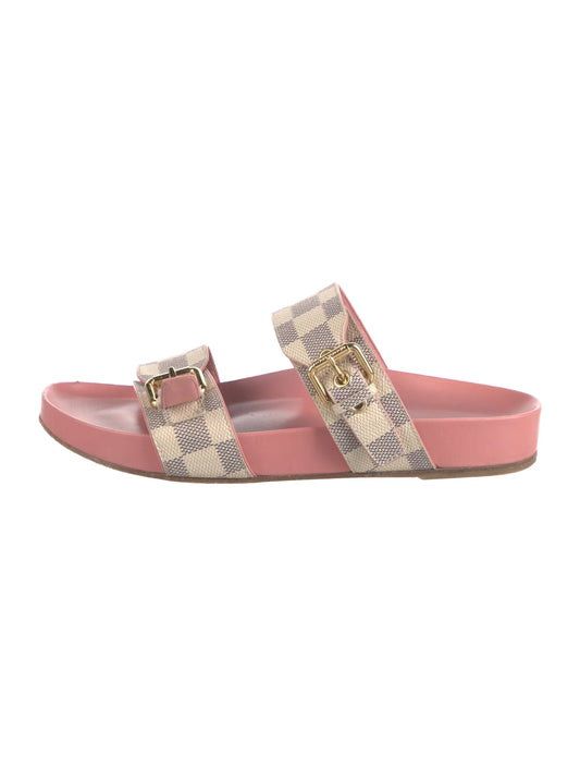 $1210 Louis Vuitton Damier Azur Pattern Slides Women's Size: 8.5 | IT 38.5