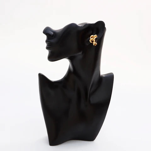 $300 Christian Dior Chain Motif Earrings Gold