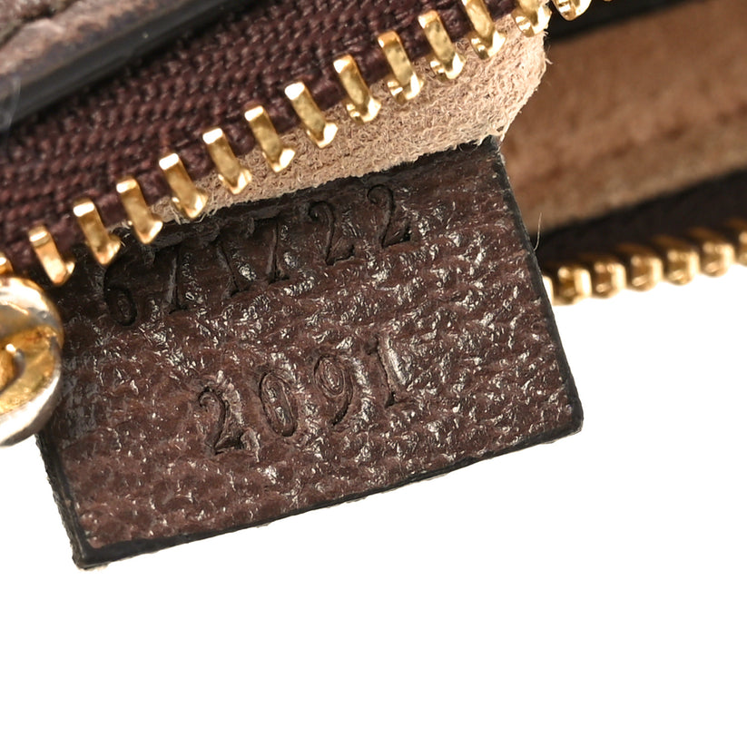 $450 Gucci Monogram Jumbo GG Textured Dollar Calfskin Ophidia Key Case Camel Ebony New Acero