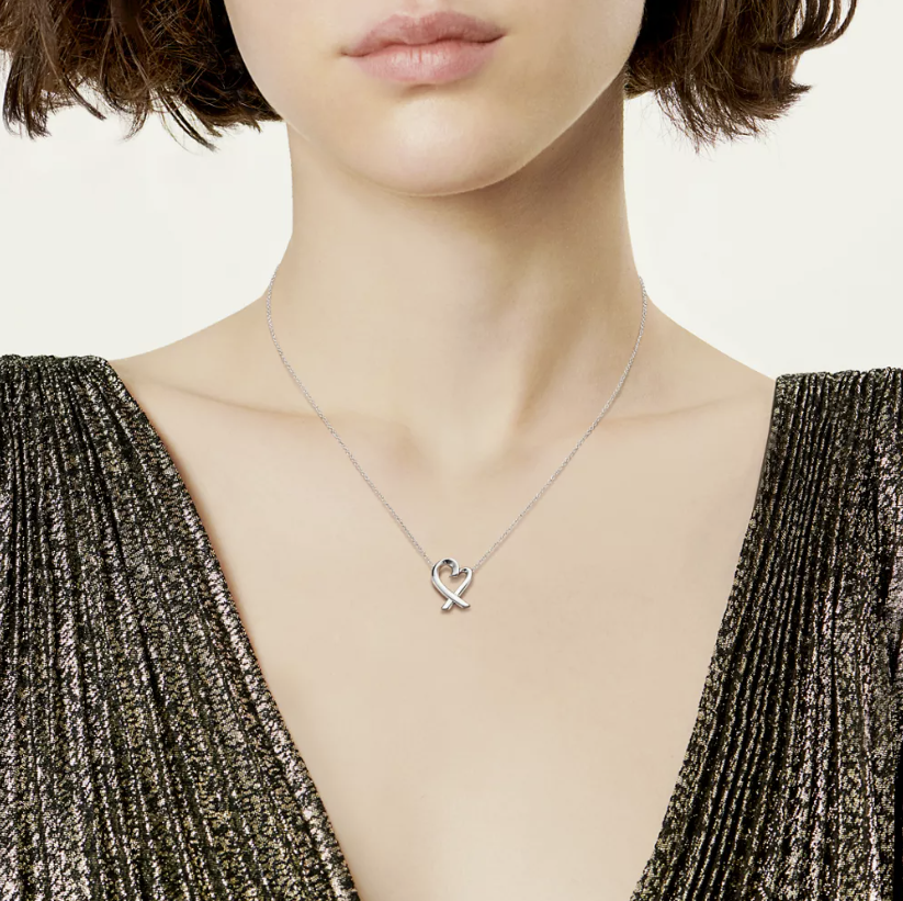 $440 Tiffany & Co Paloma Picasso Loving Heart Sterling Silver Pendant Necklace