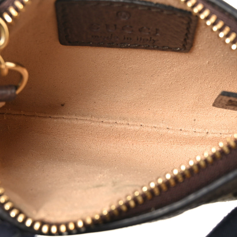 $450 Gucci Monogram Jumbo GG Textured Dollar Calfskin Ophidia Key Case Camel Ebony New Acero