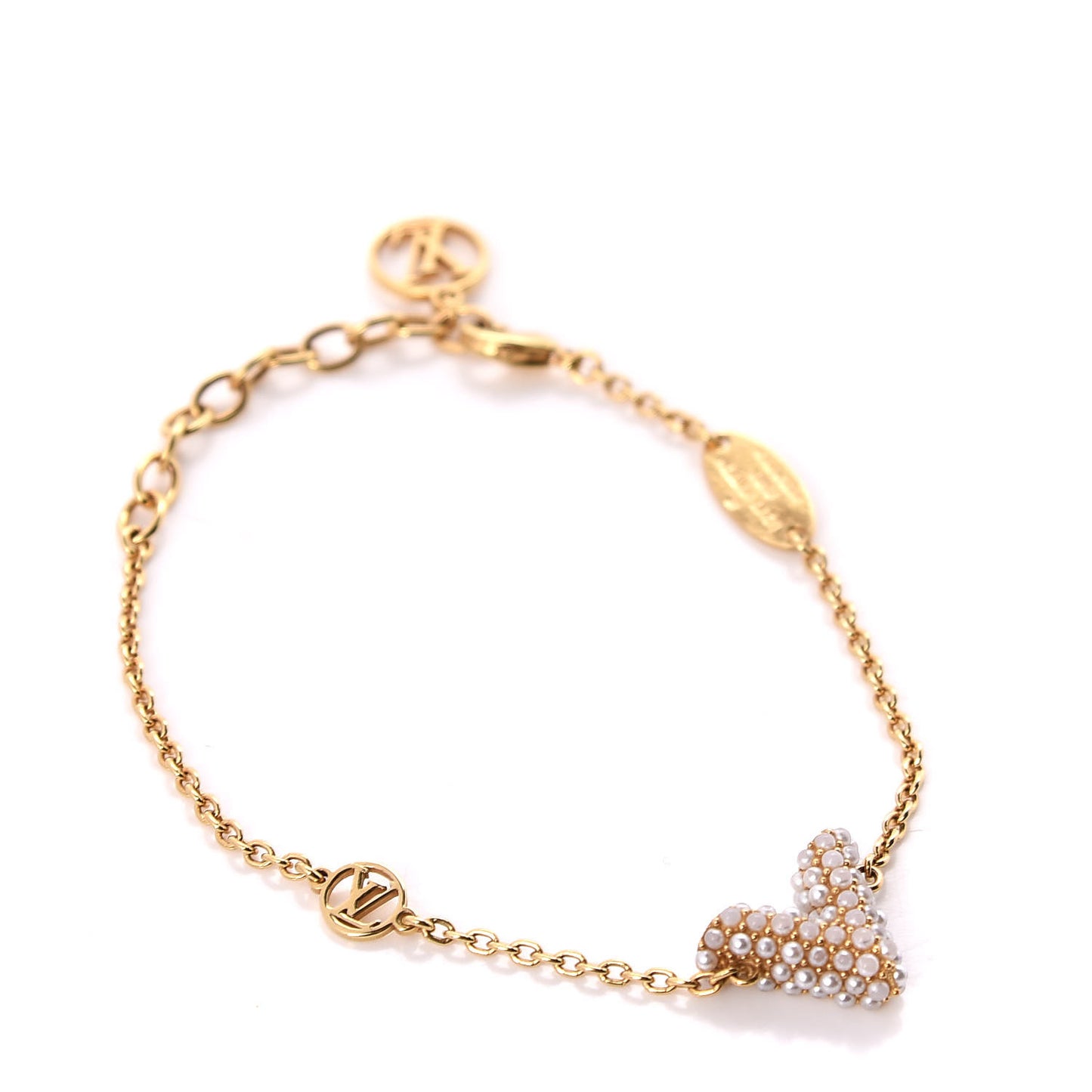 $520 Louis Vuitton Essential V Perle Bracelet Gold