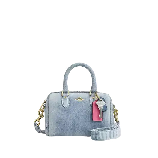 $275 COACH Mini Rowan Crossbody Bag In Loved Denim With Charms CONSIGNMENT