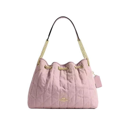 $375 NWT COACH Evelyn Shoulder Bag In Loved Denim With Quilting And Charm CONSIGNMENT